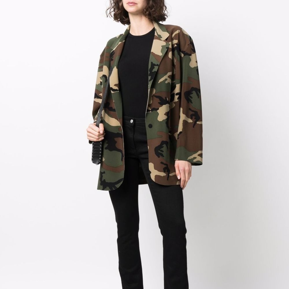 Norma Kamali Camo Loose Fit Blazer